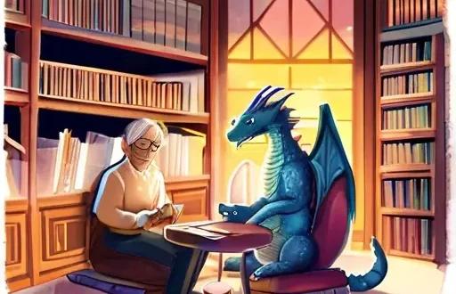 Детская библиотека с волшебными книгами и яркими персонажами